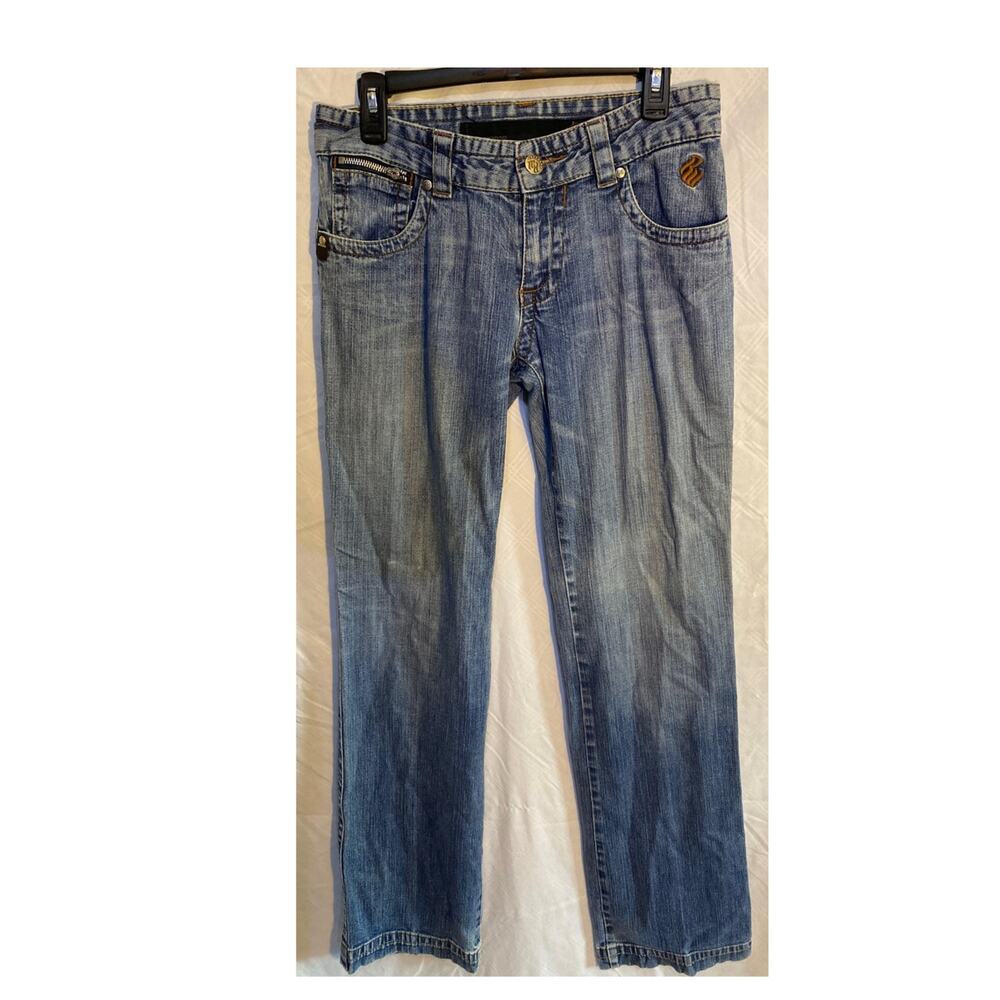 Rocawear Womens Jeans Vintage Y2K Embroidered Zip Pockets